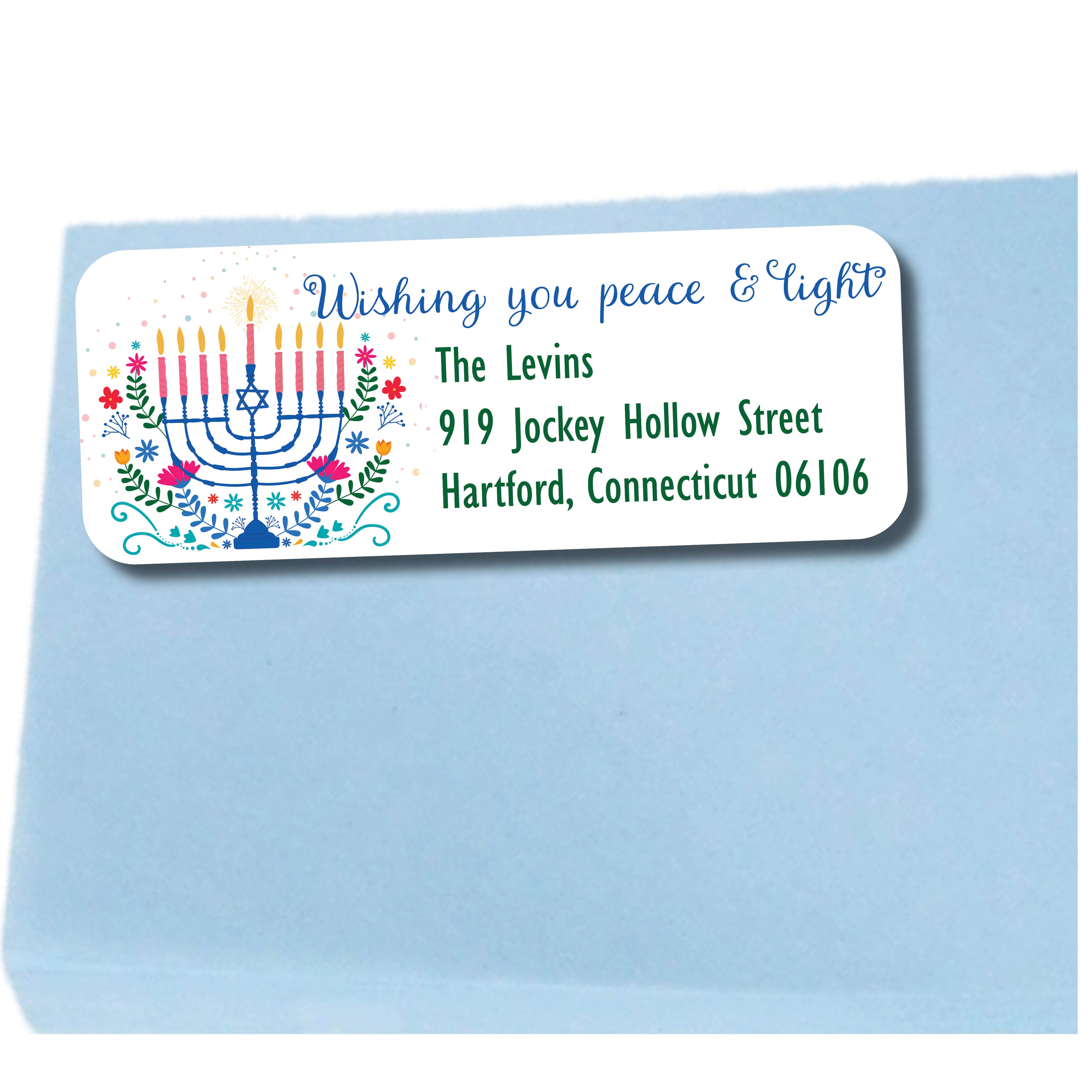 Peace & Light Hanukkah Return Address Labels