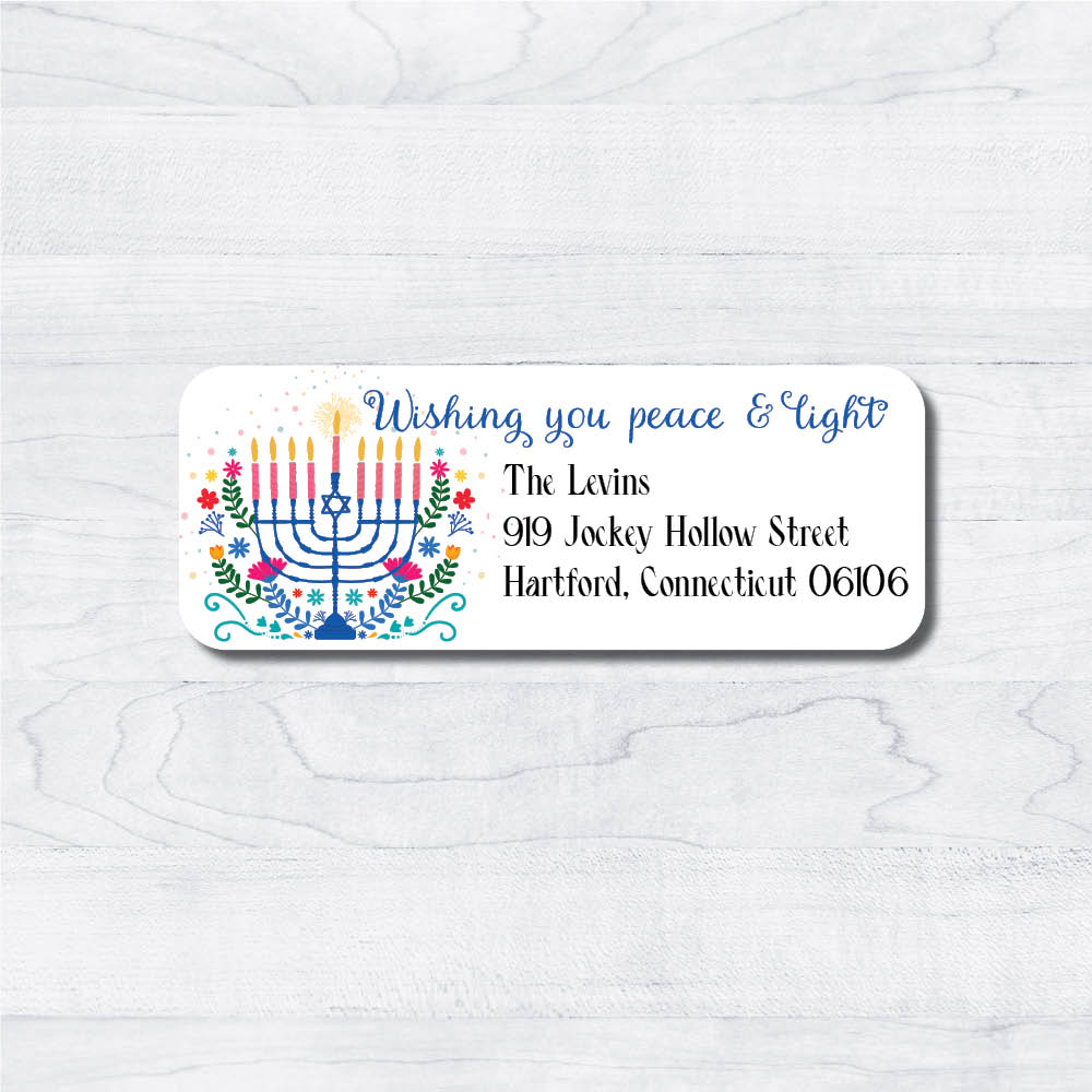 Peace & Light Hanukkah Return Address Labels