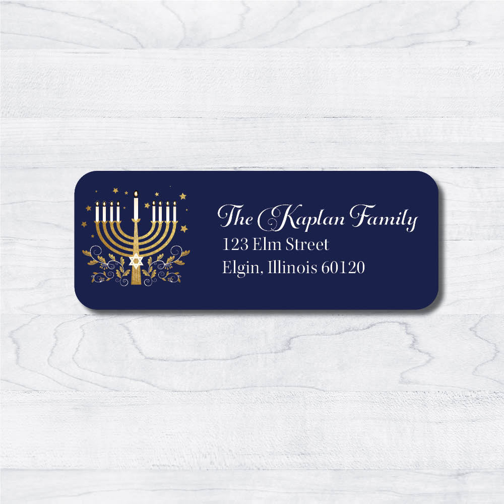 Hanukkah Return Address Labels - Blue