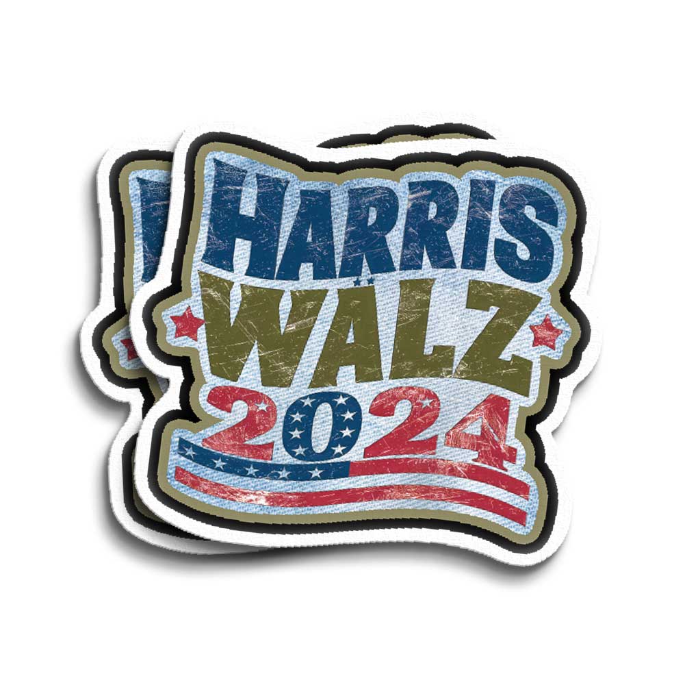 Harris Walz Denim Vinyl Sticker for Kamala Harris Tim Walz 2024