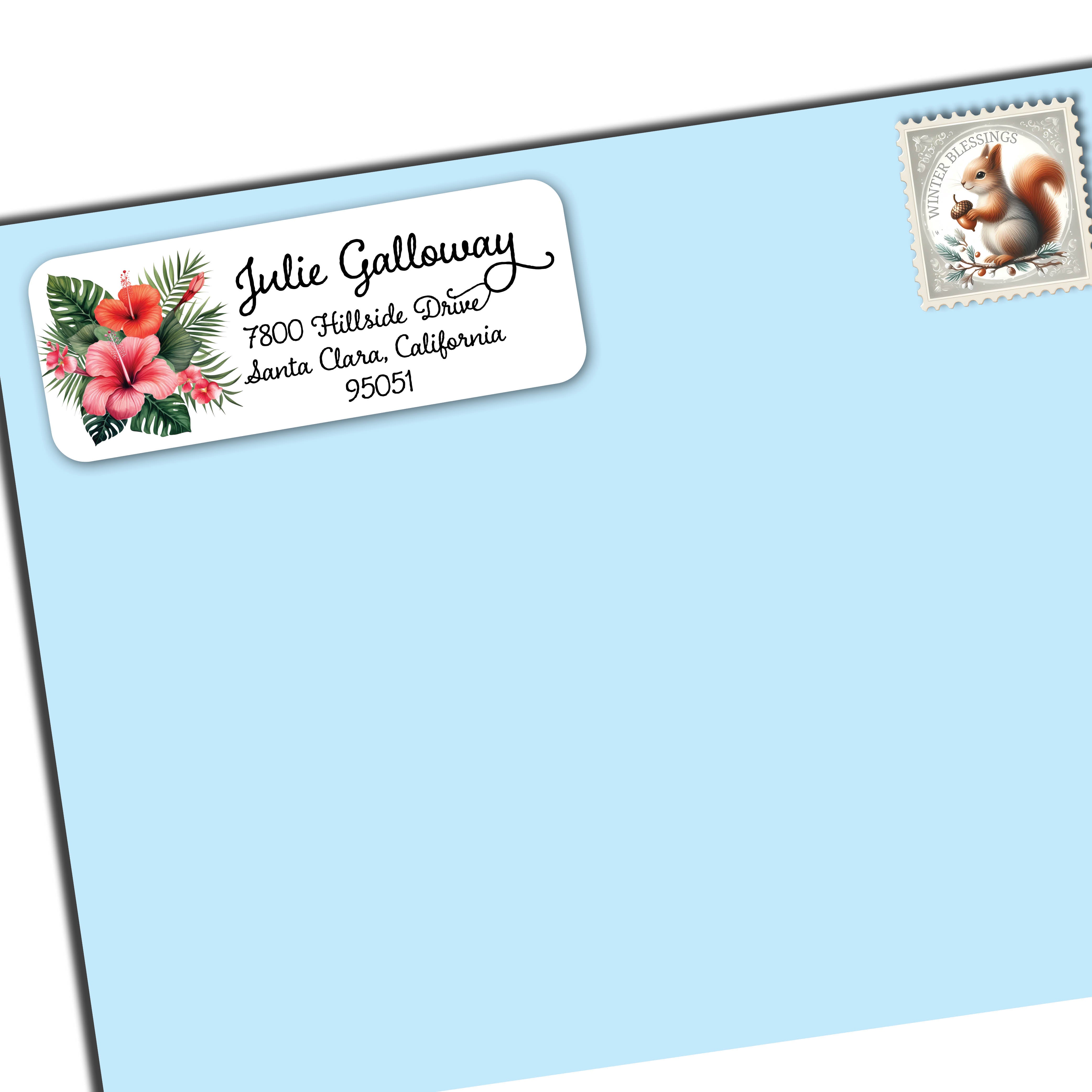 Hawaiian Hibiscus Return Address Label