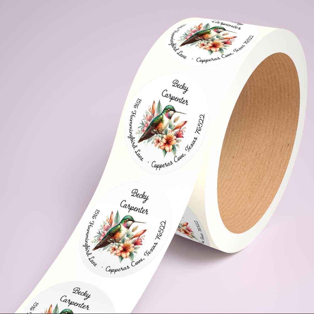 Hummingbird Return Address Circle Labels