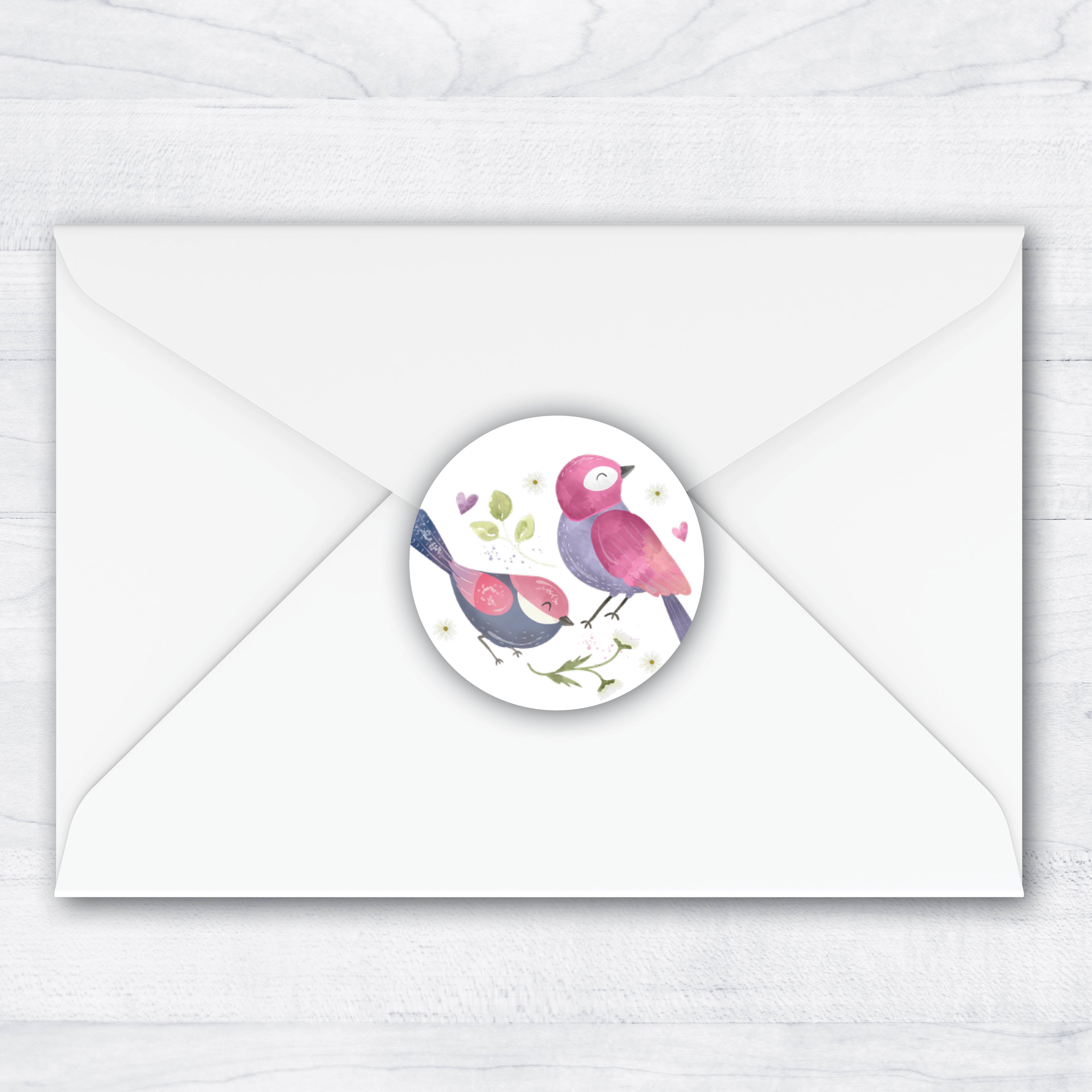 Magenta Bird Envelope Seals