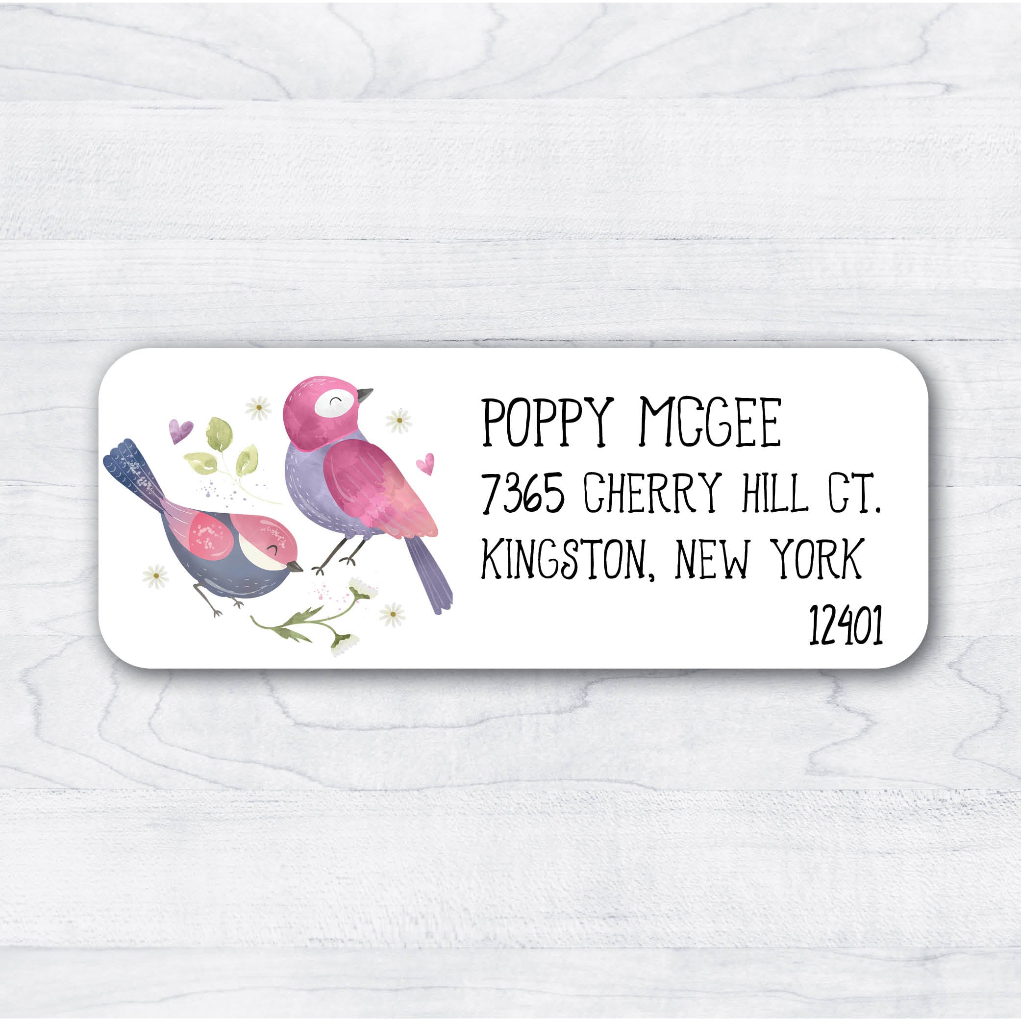 Magenta Birds Return Address Label