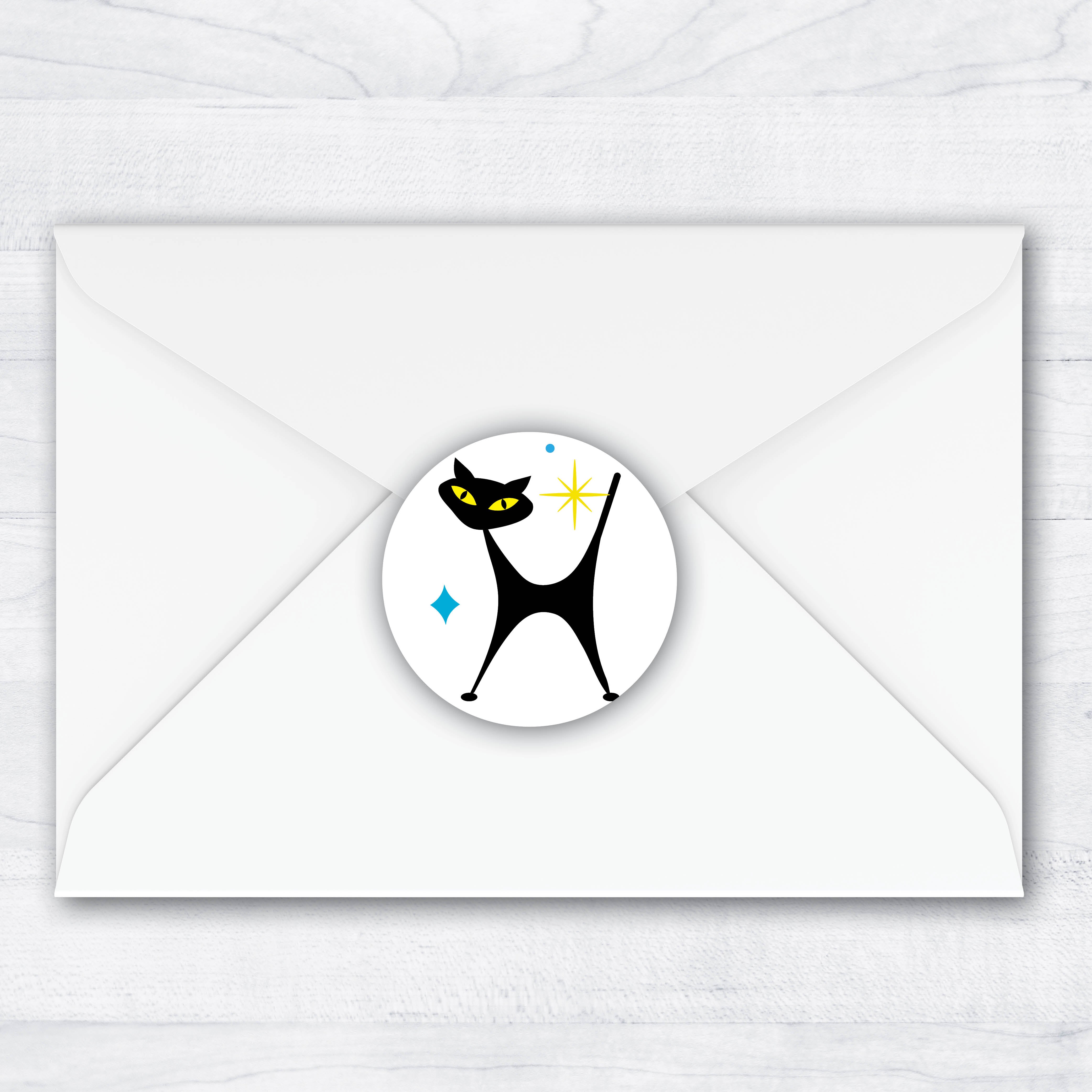 Mid Century Modern Cool Cat Envelope Seals