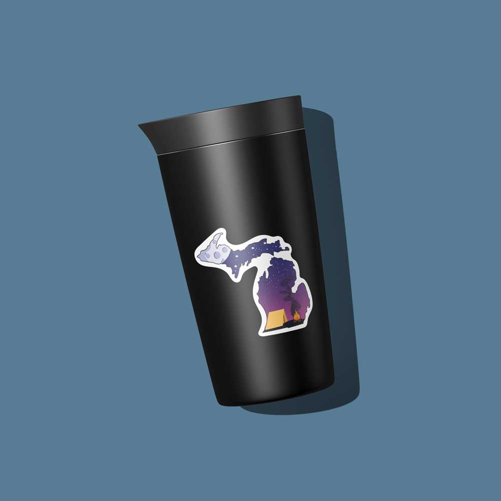 Michigan Camping Under the Stars Sticker — Outline State Sticker
