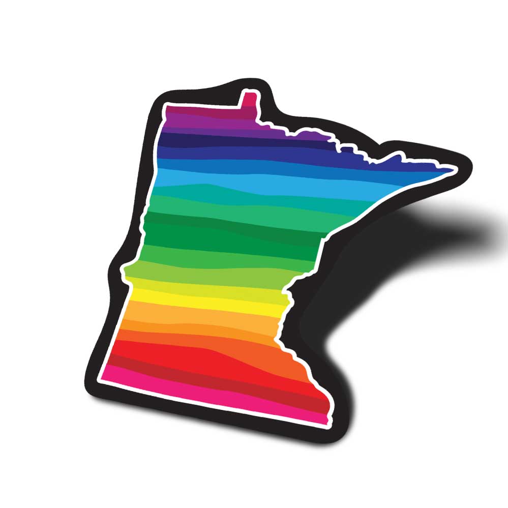 Minnesota map LGBTQIA pride colors vinyl decal