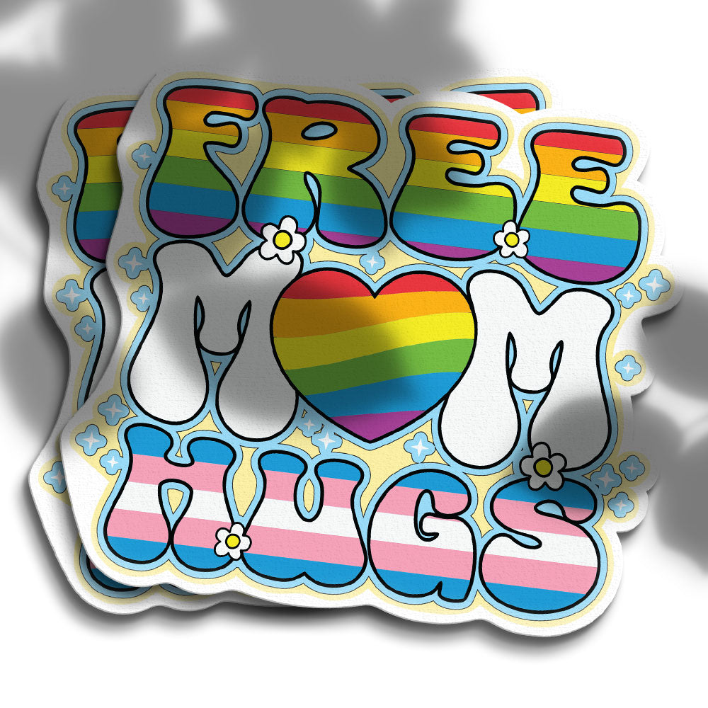 FREE Mom Hugs for LBGTQ PRIDE day Festival Sticker