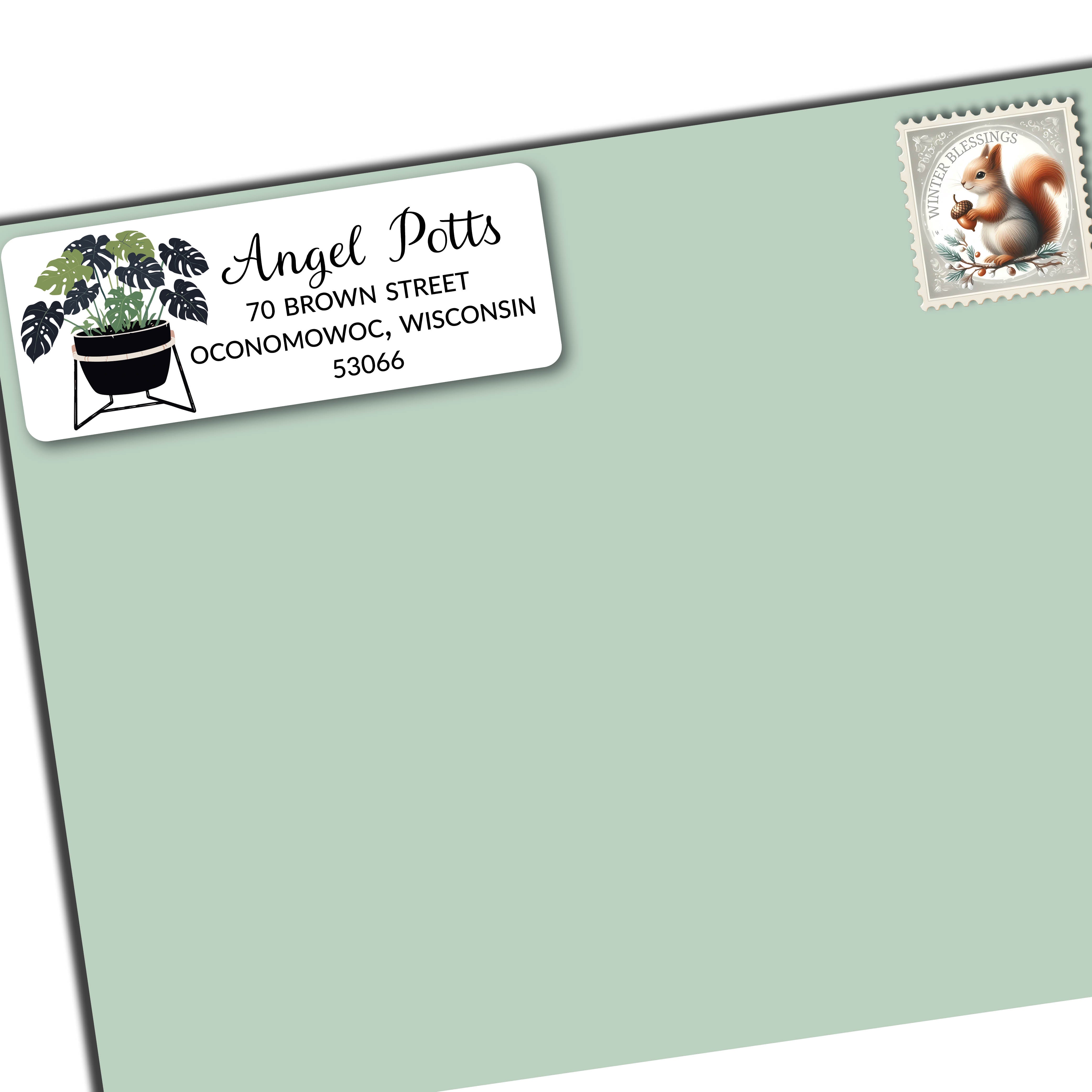 Monstera House Plant Return Address Label