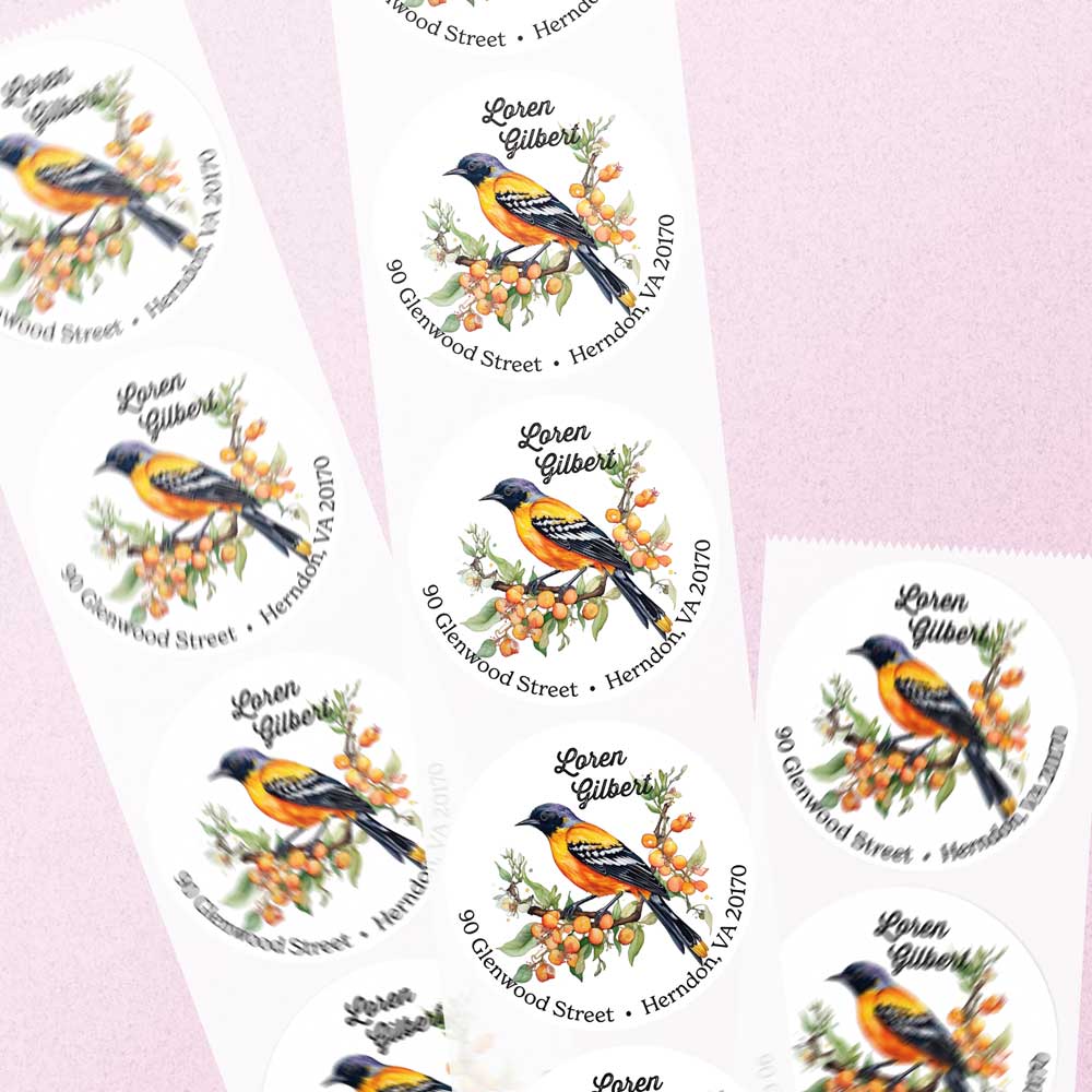 Oriole Return Address Circle Labels