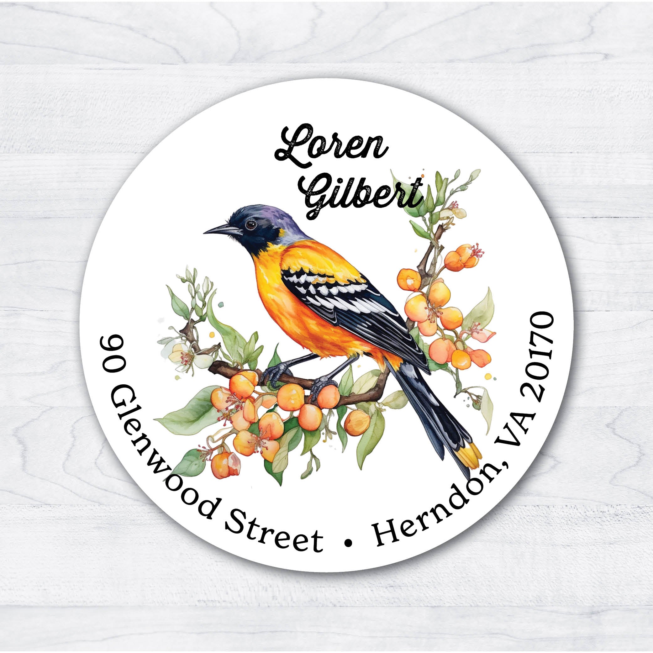 Oriole Return Address Circle Labels