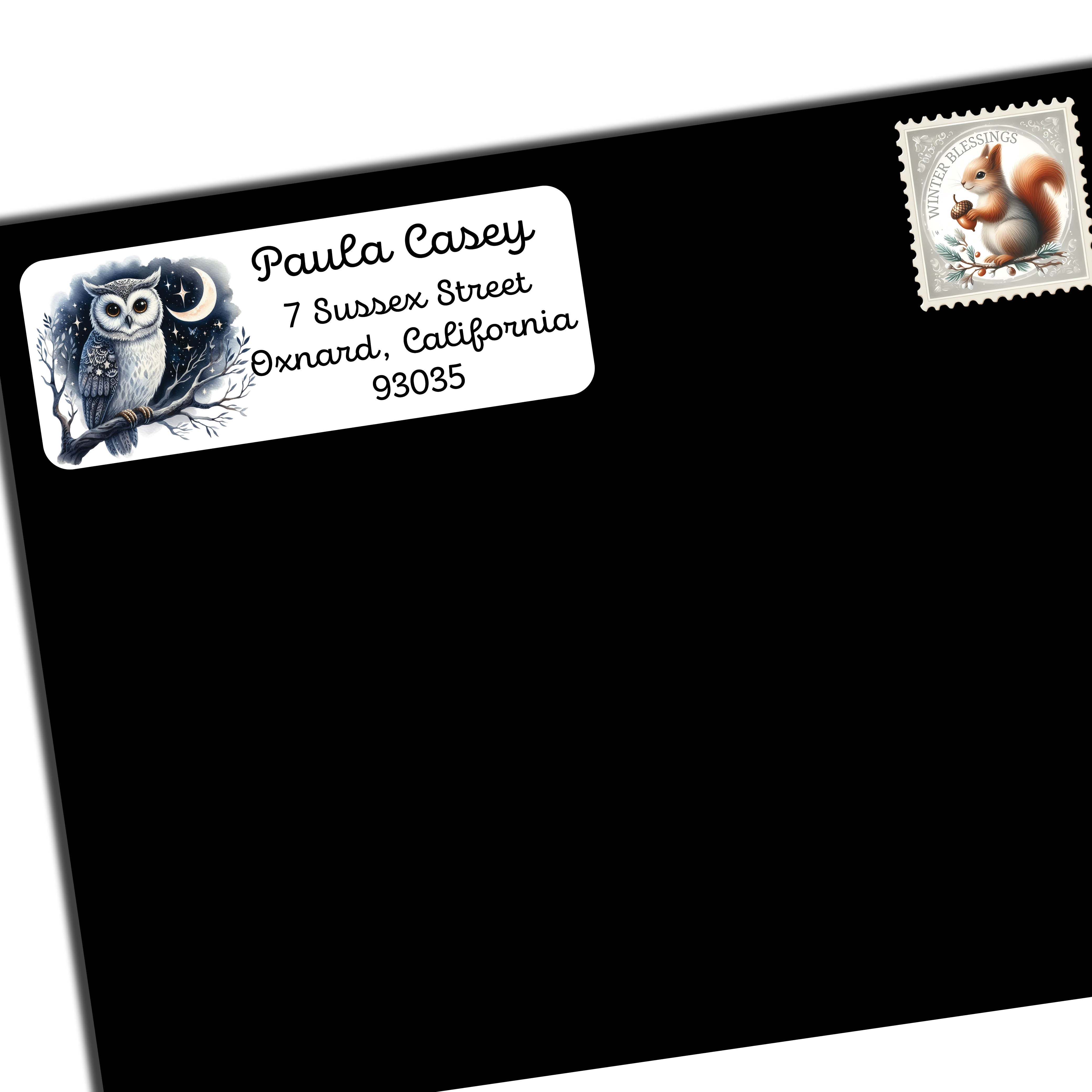 Owl Starry Night Return Address Label