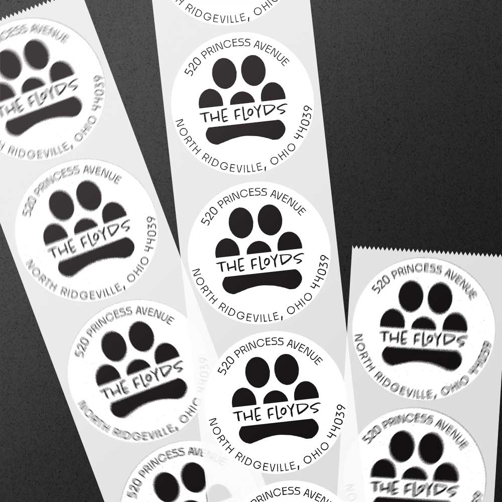 Pawprint Return Address Circle Labels