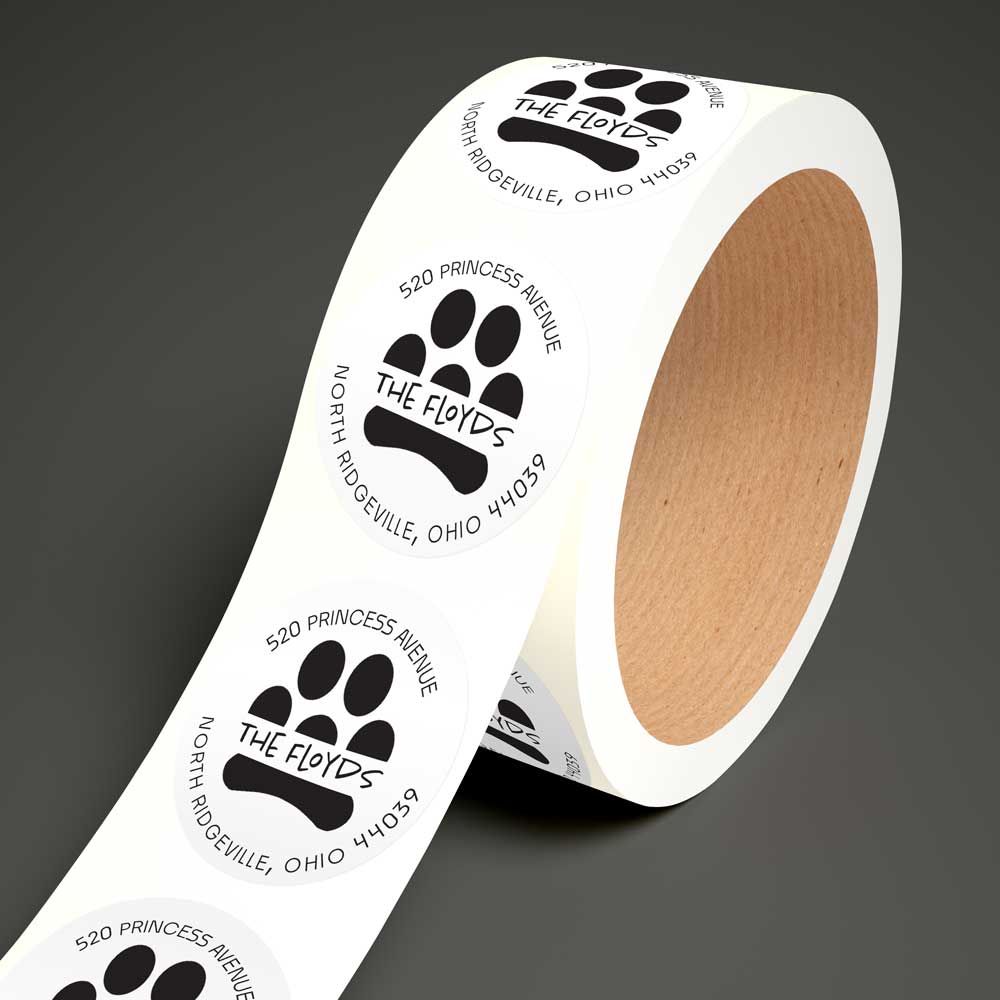 Pawprint Return Address Circle Labels