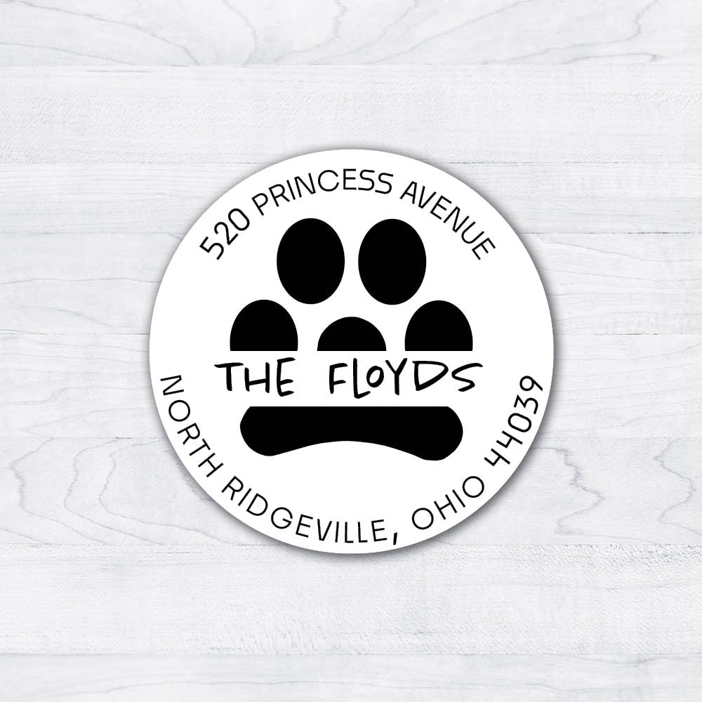 Pawprint Return Address Circle Labels