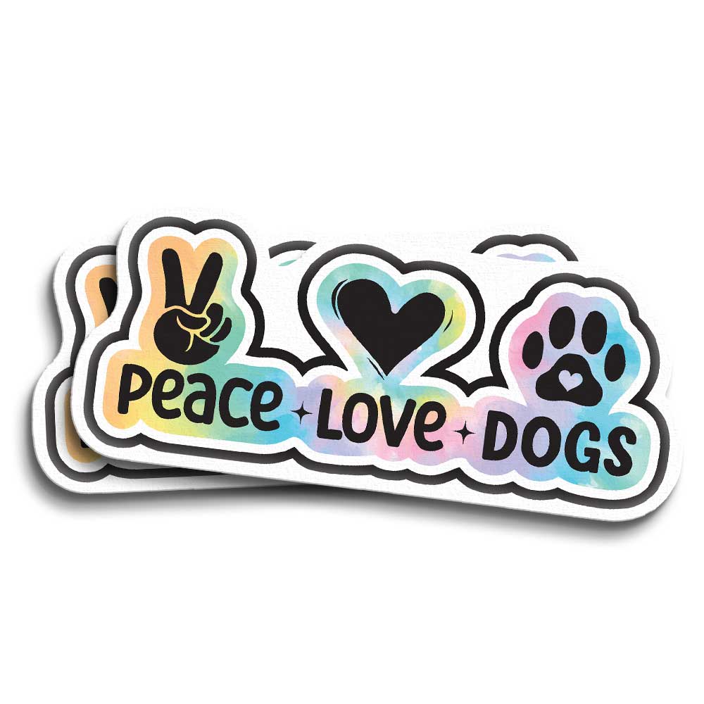 Peace Love Dogs Vinyl Sticker, Weatherproof, Waterproof for Laptop, Water bottle, car