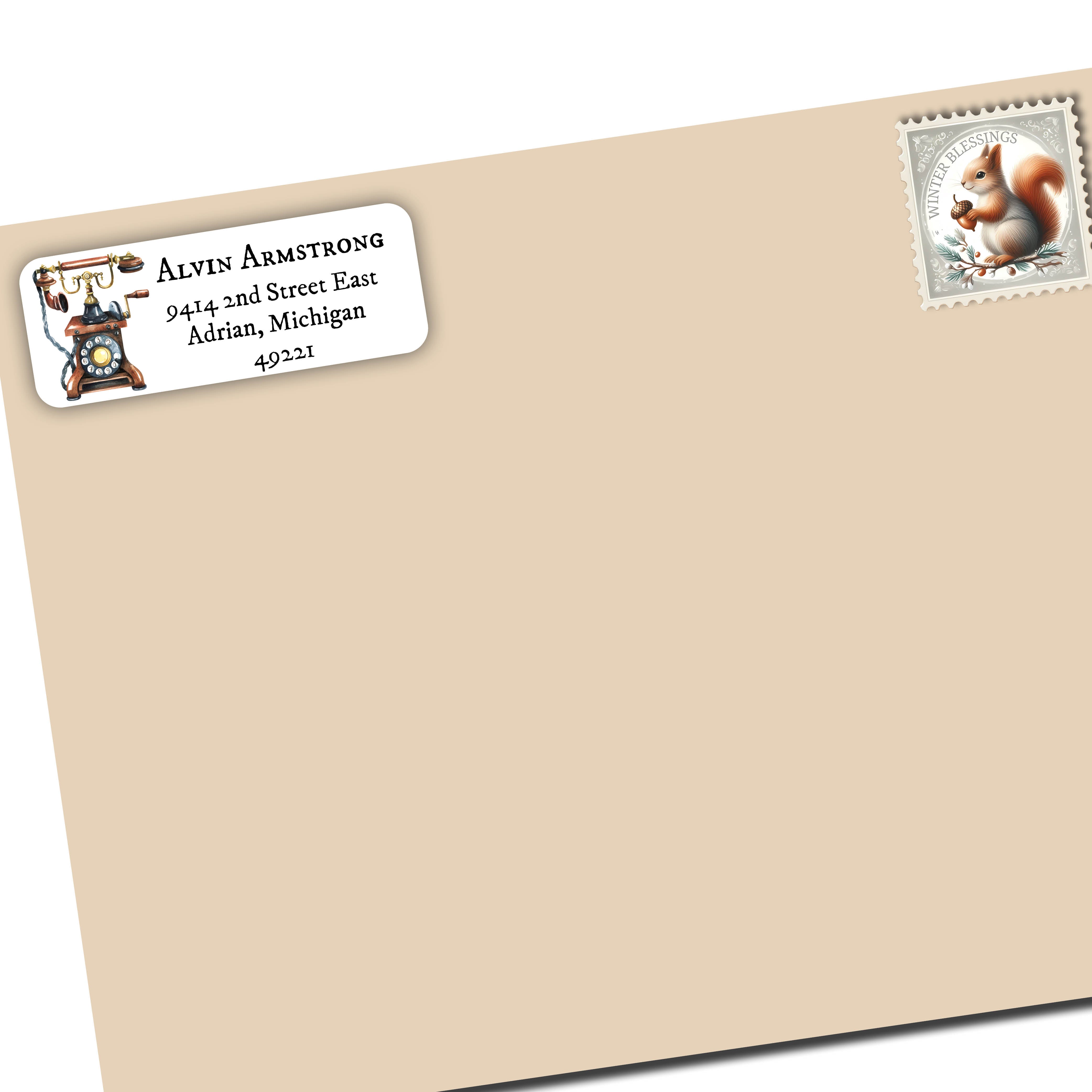 Antique Telephone Return Address Labels