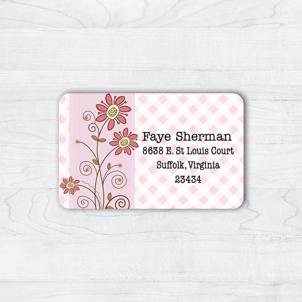 Pink Checkerboard Return Address Labels