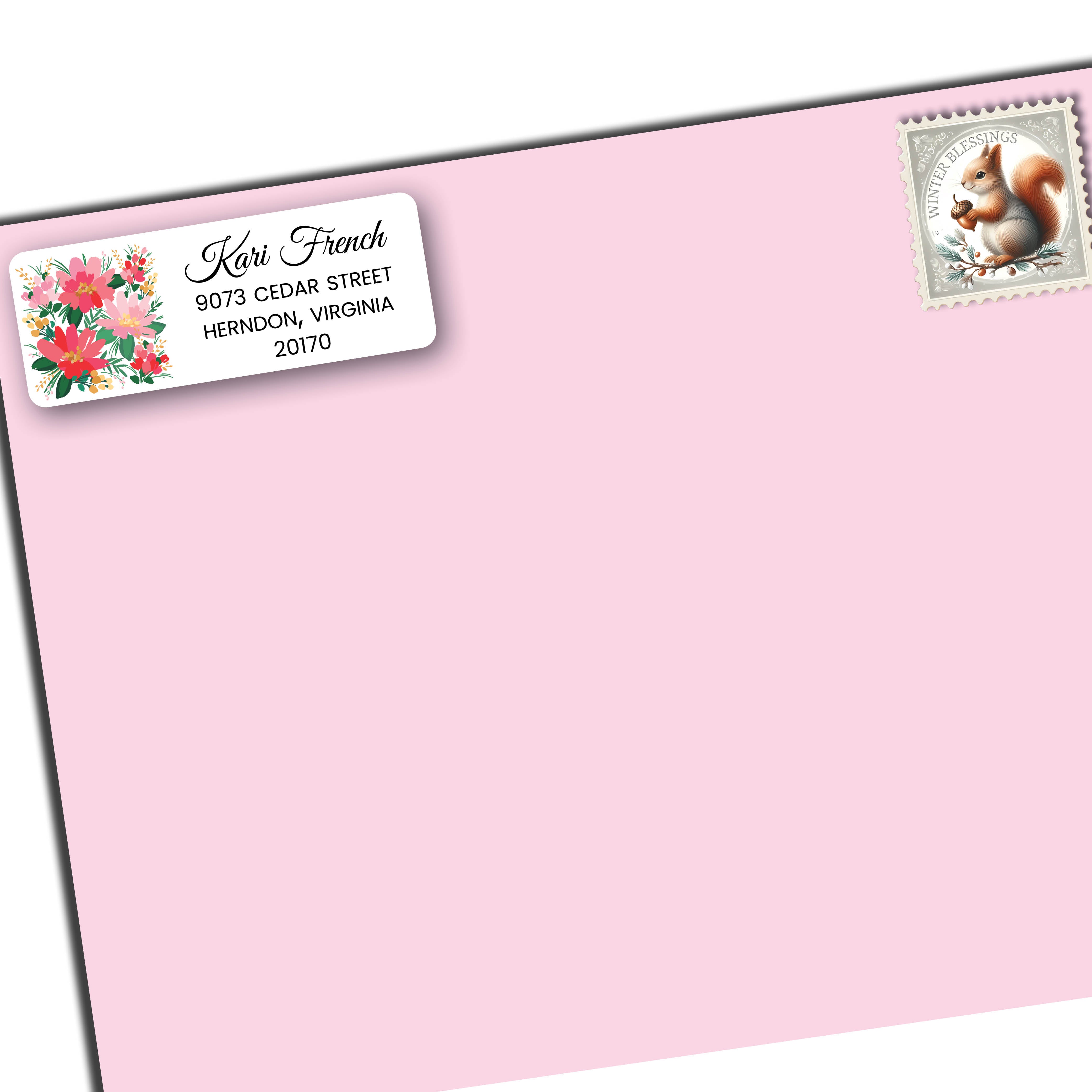 Pink Blooms Return Address Labels