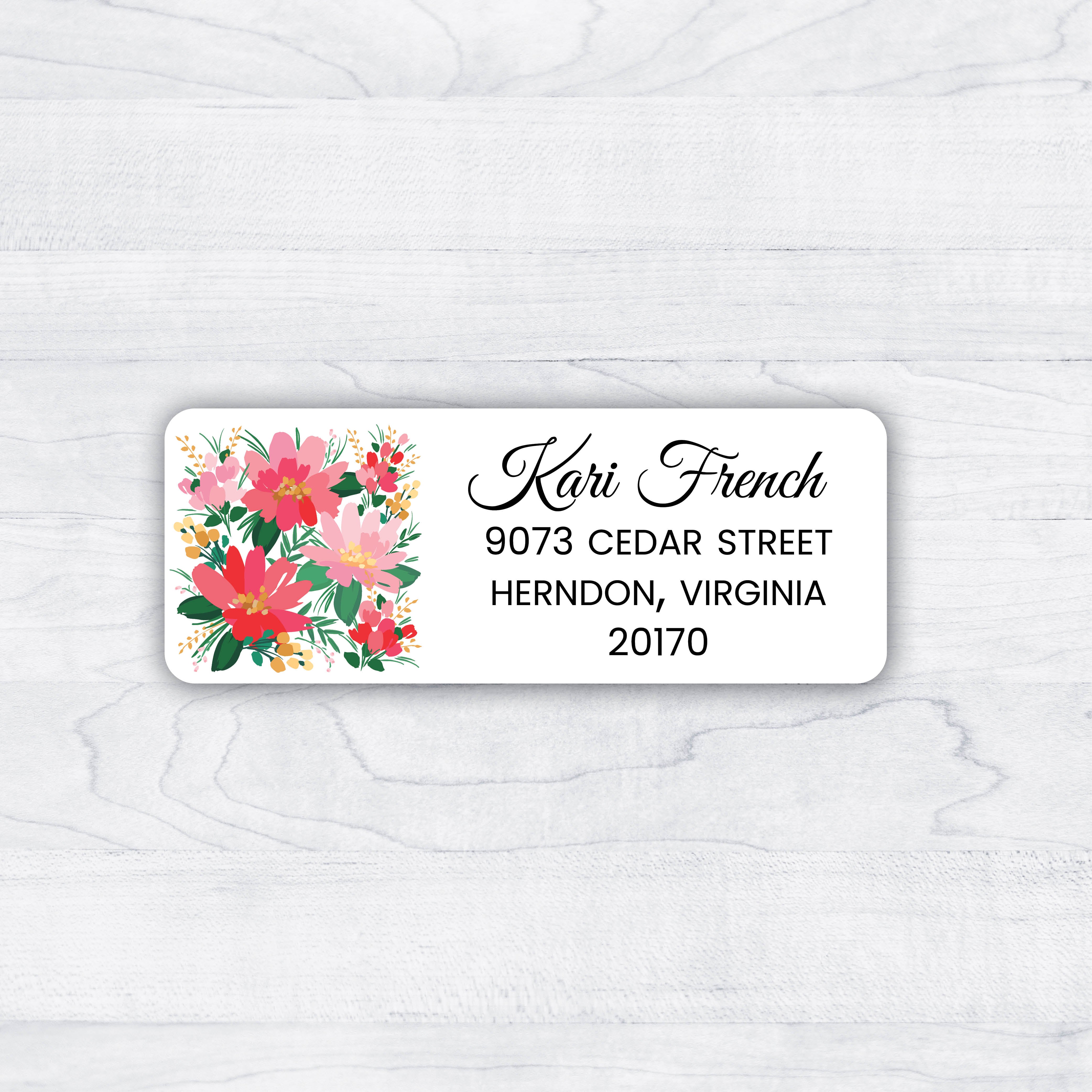Pink Blooms Return Address Labels