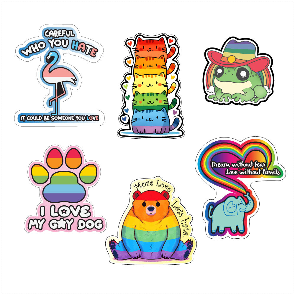 PRIDE Month Sticker Pack Bundle 2 ~ animals! – Stella's Stickers & Cards
