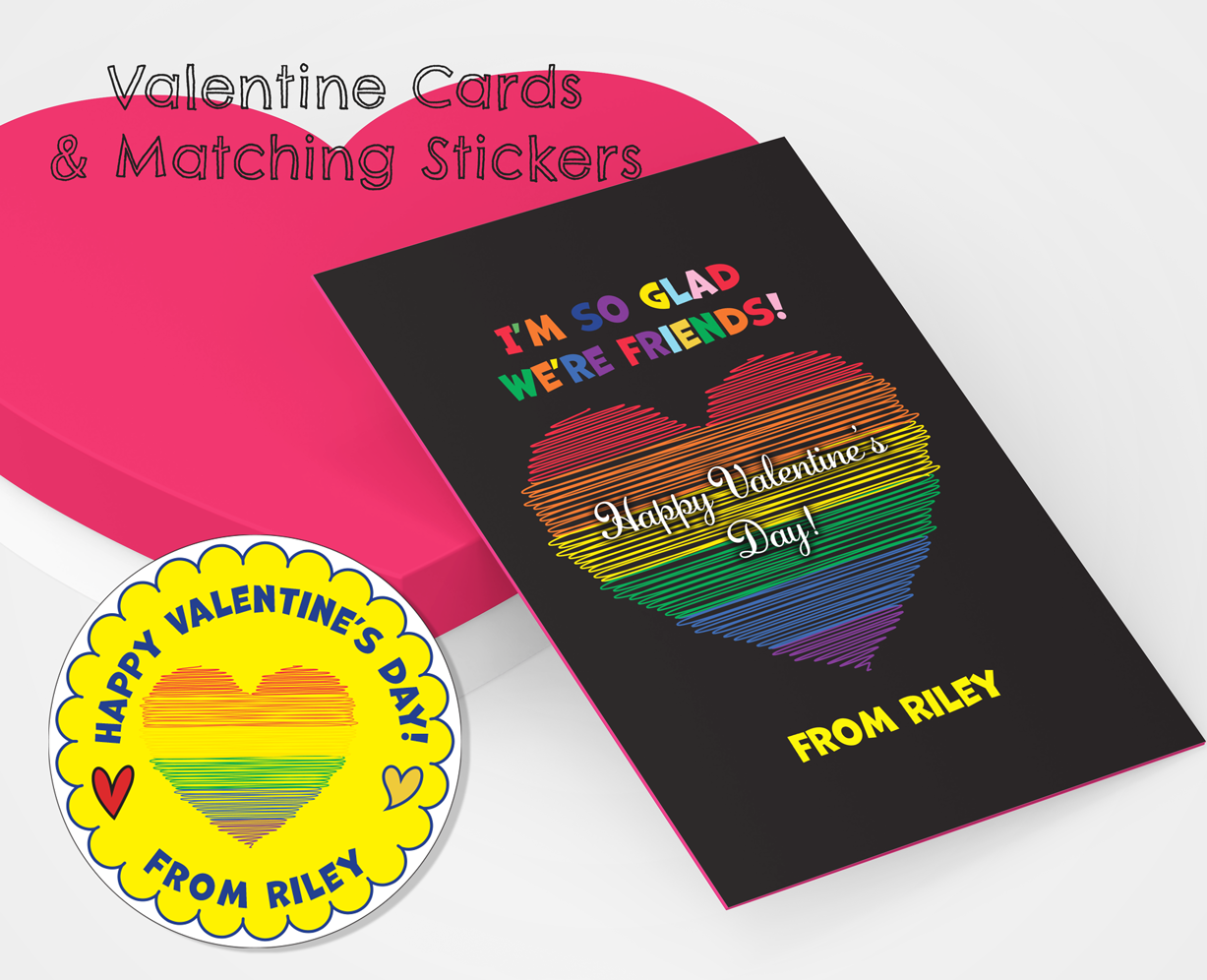 PRIDE Valentine Cards & Matching Stickers