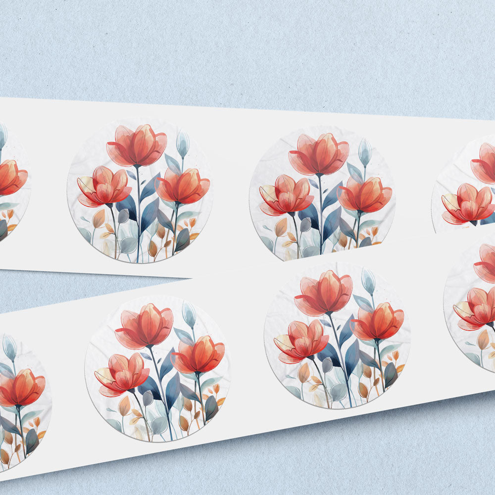 Red and Blue Flower Seals