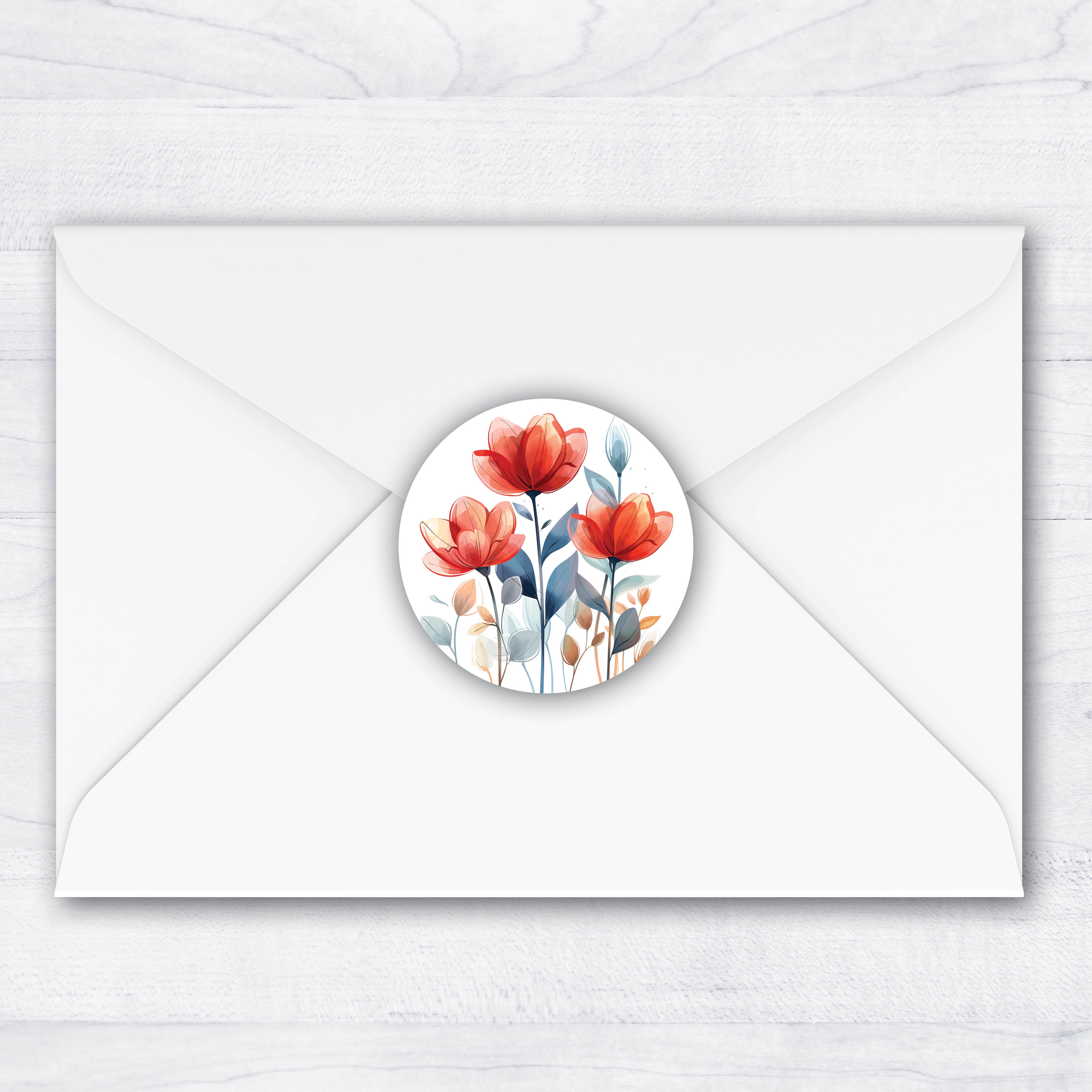 Red and Blue Flower Seals