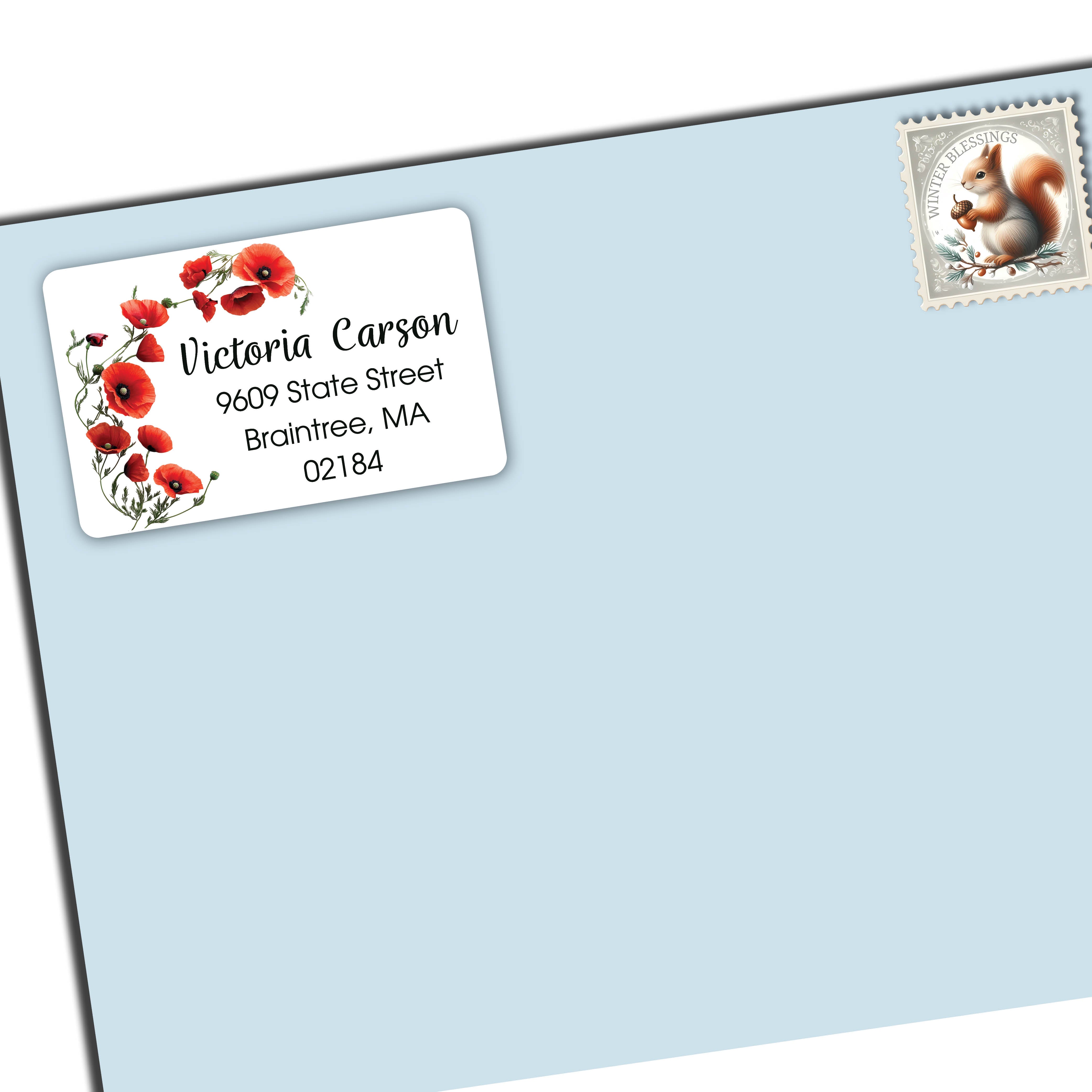 Red Poppy Return Address Labels