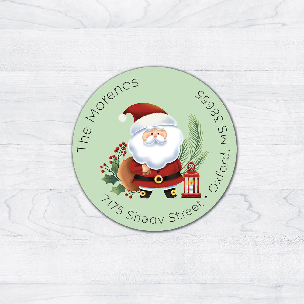 Santa Claus Circle Christmas Label