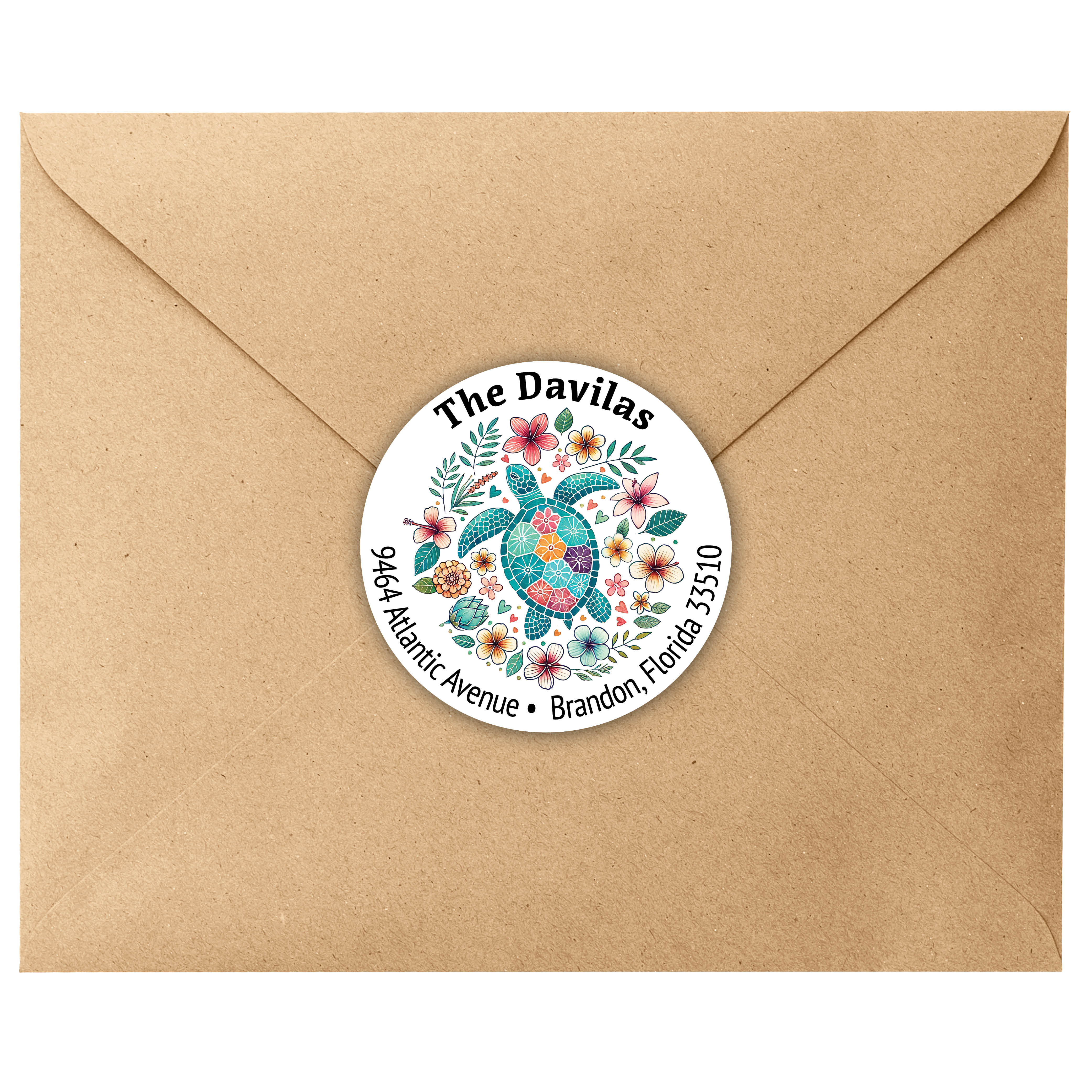 Turtle Labeles Sea Turtle Round Return Address Labels – Stella's Stickers & Cards