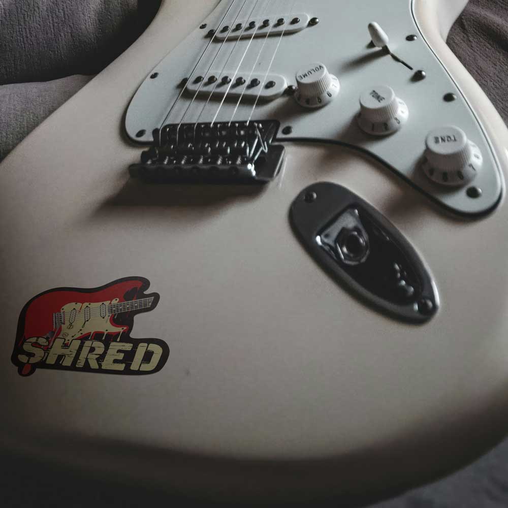 Guitar Shred Vinyl Sticker Weatherproof Decal