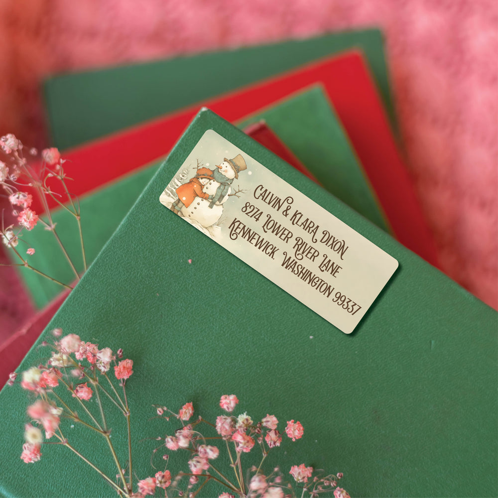 Vintage Snowman Christmas Return Address Labels