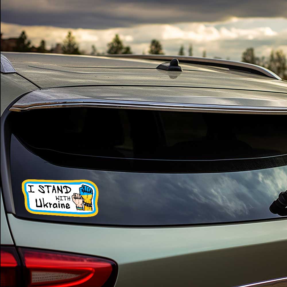 "I Stand with Ukraine" Vinyl Sticker Weatherproof Decal