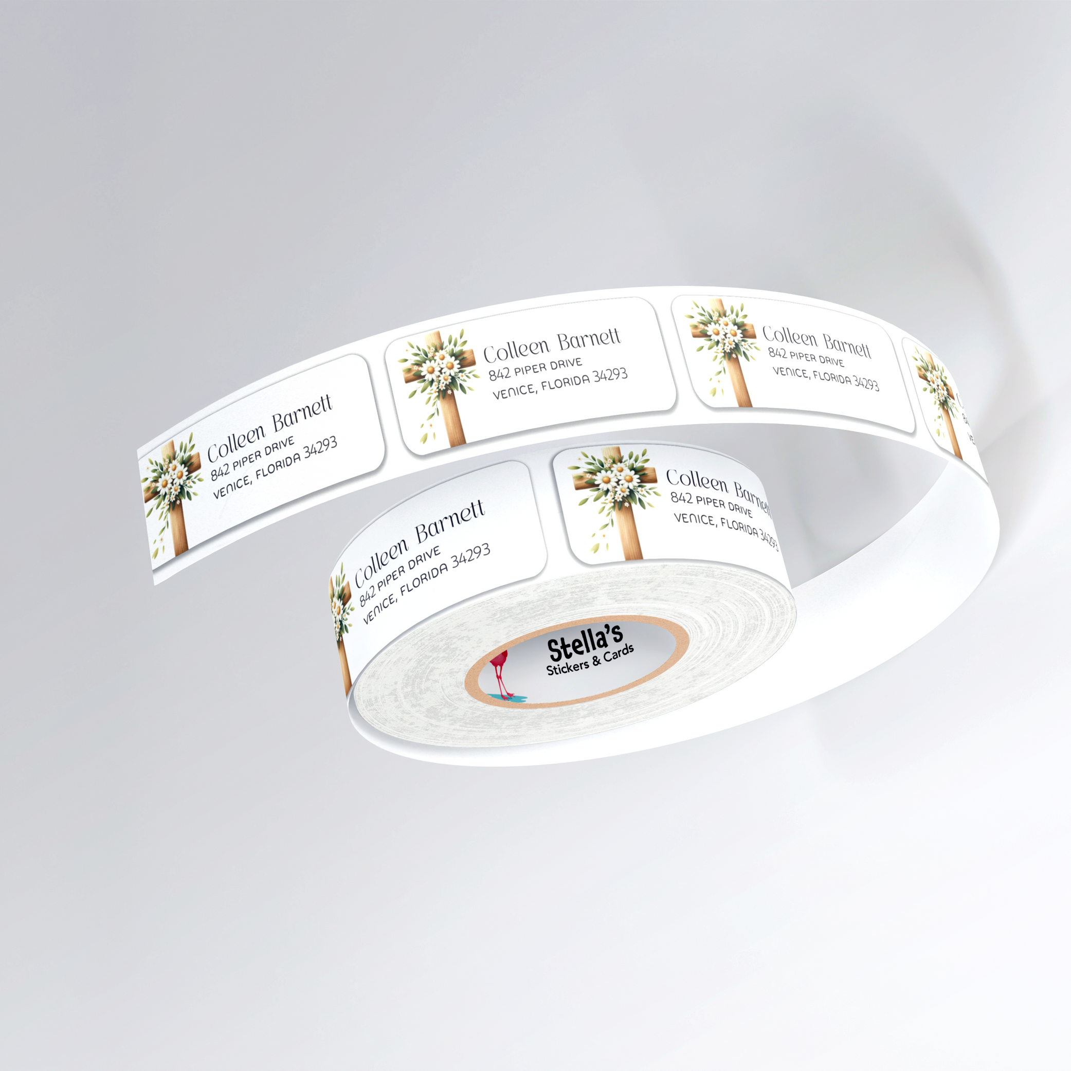 Easter Cross Floral Christian Return Address Labels