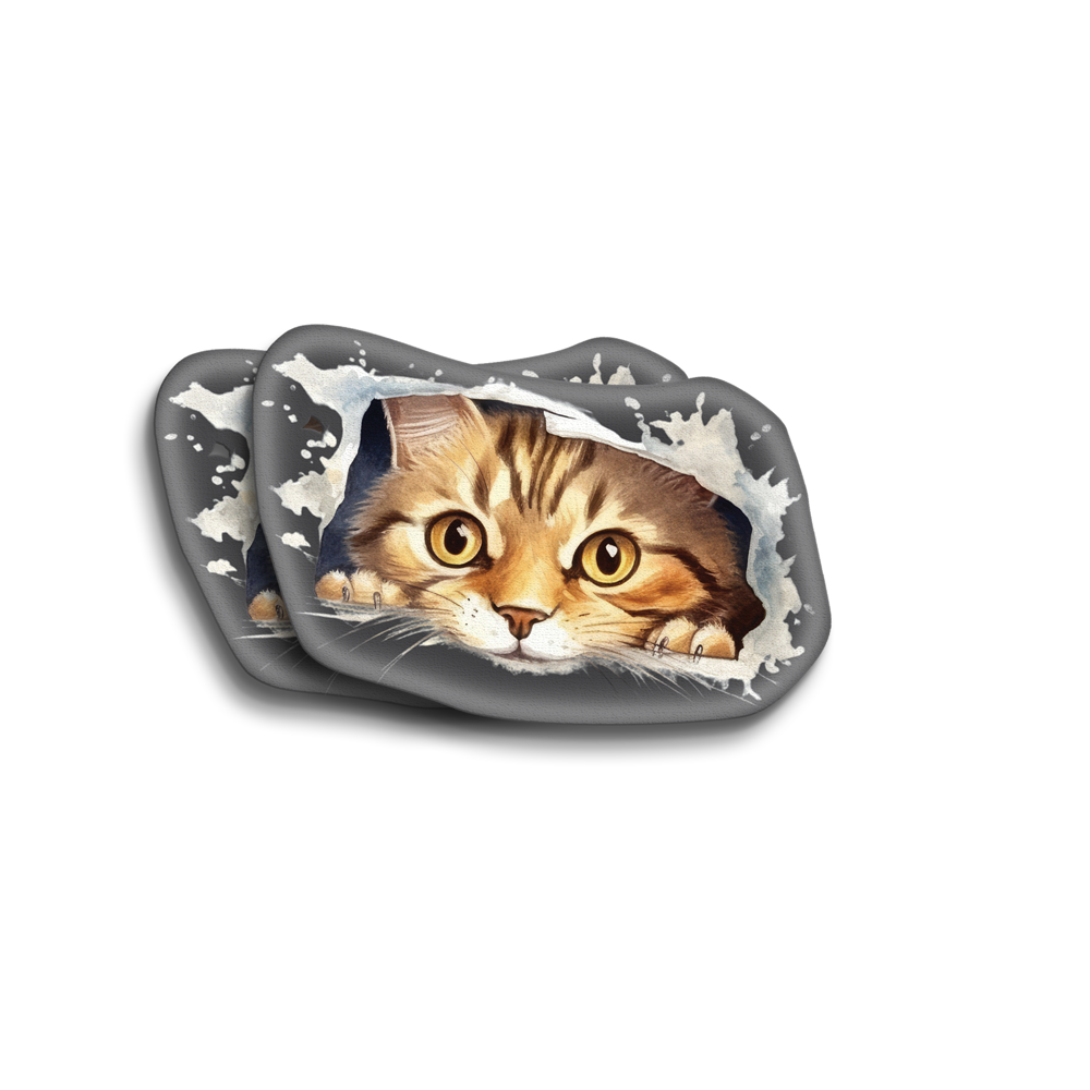Striped Cat Crash Weatherproof Sticker Vinyl Decal