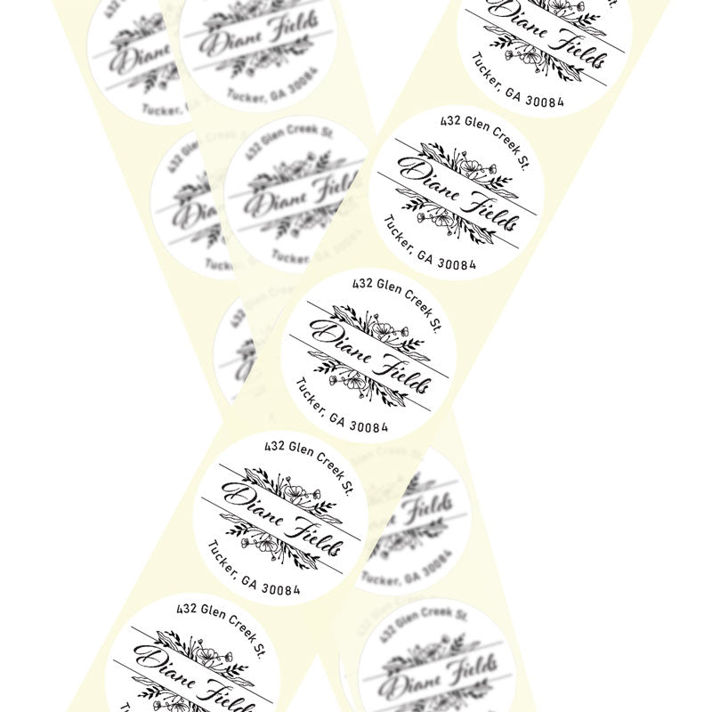 Elegant Script Return Address Circle Labels – Stella's Stickers & Cards