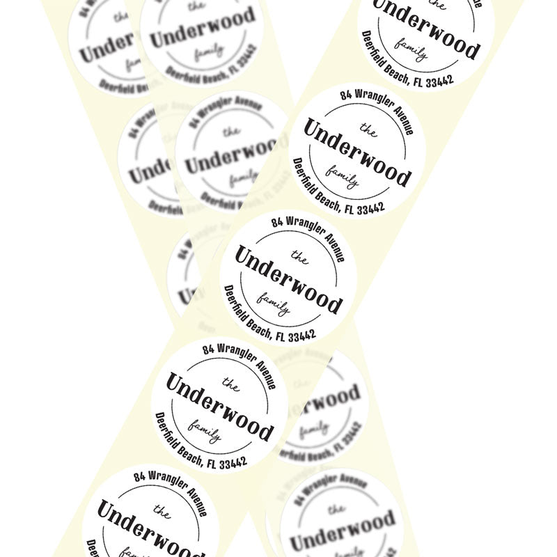 Classic Black Return Address Circle Labels