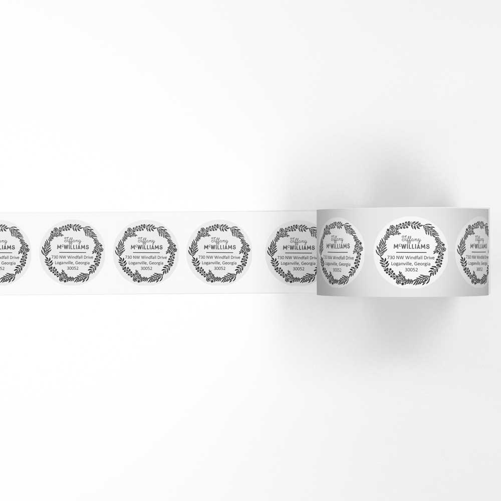 Classic Wreath Return Address Circle Labels