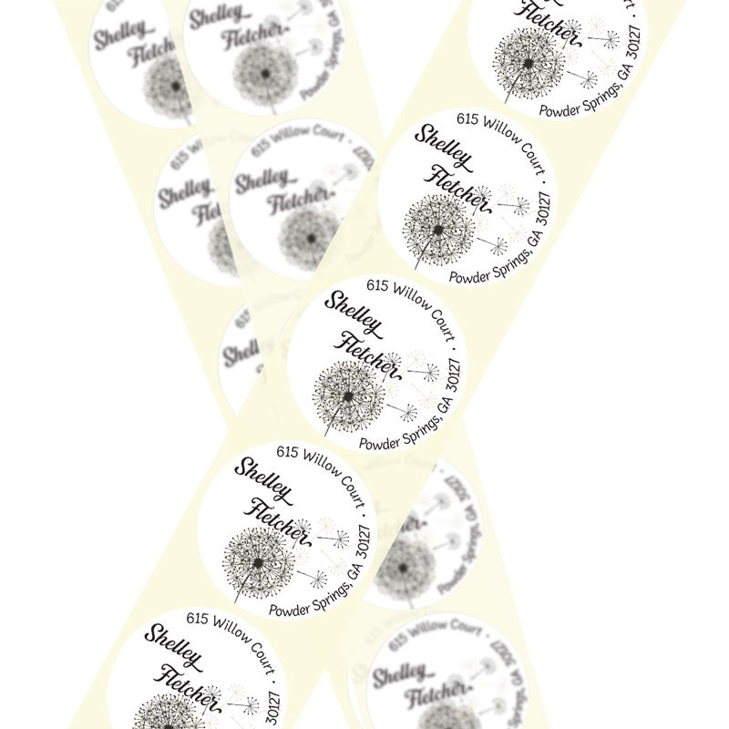 Windy Dandelion Return Address Circle Labels