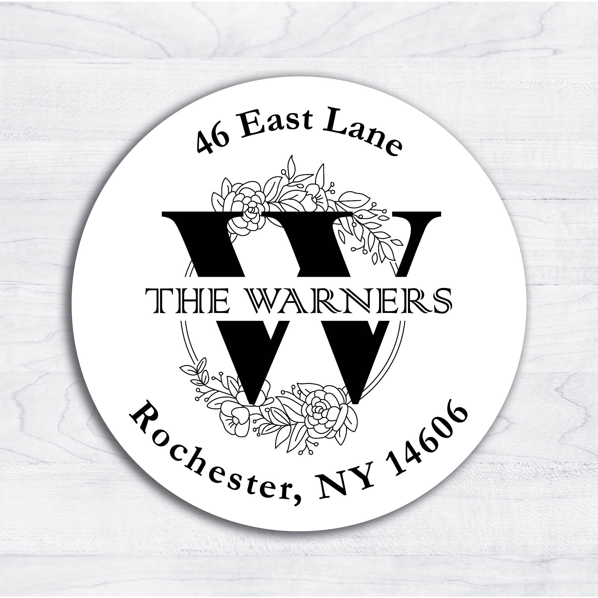 Monogrammed Return Address Circle Labels