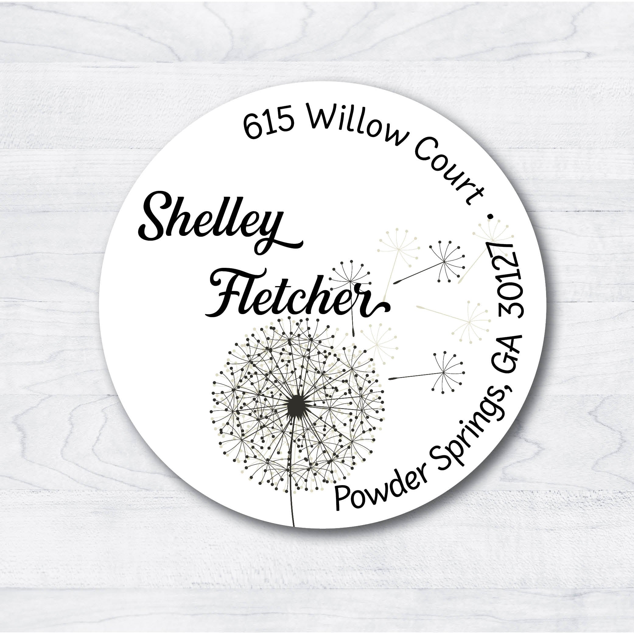 Windy Dandelion Return Address Circle Labels – Stella's Stickers & Cards