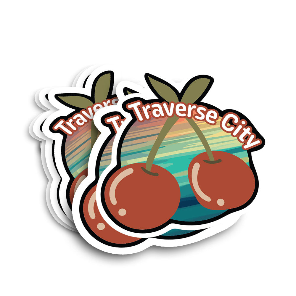 Traverse City Michigan Cherry Vinyl Sticker