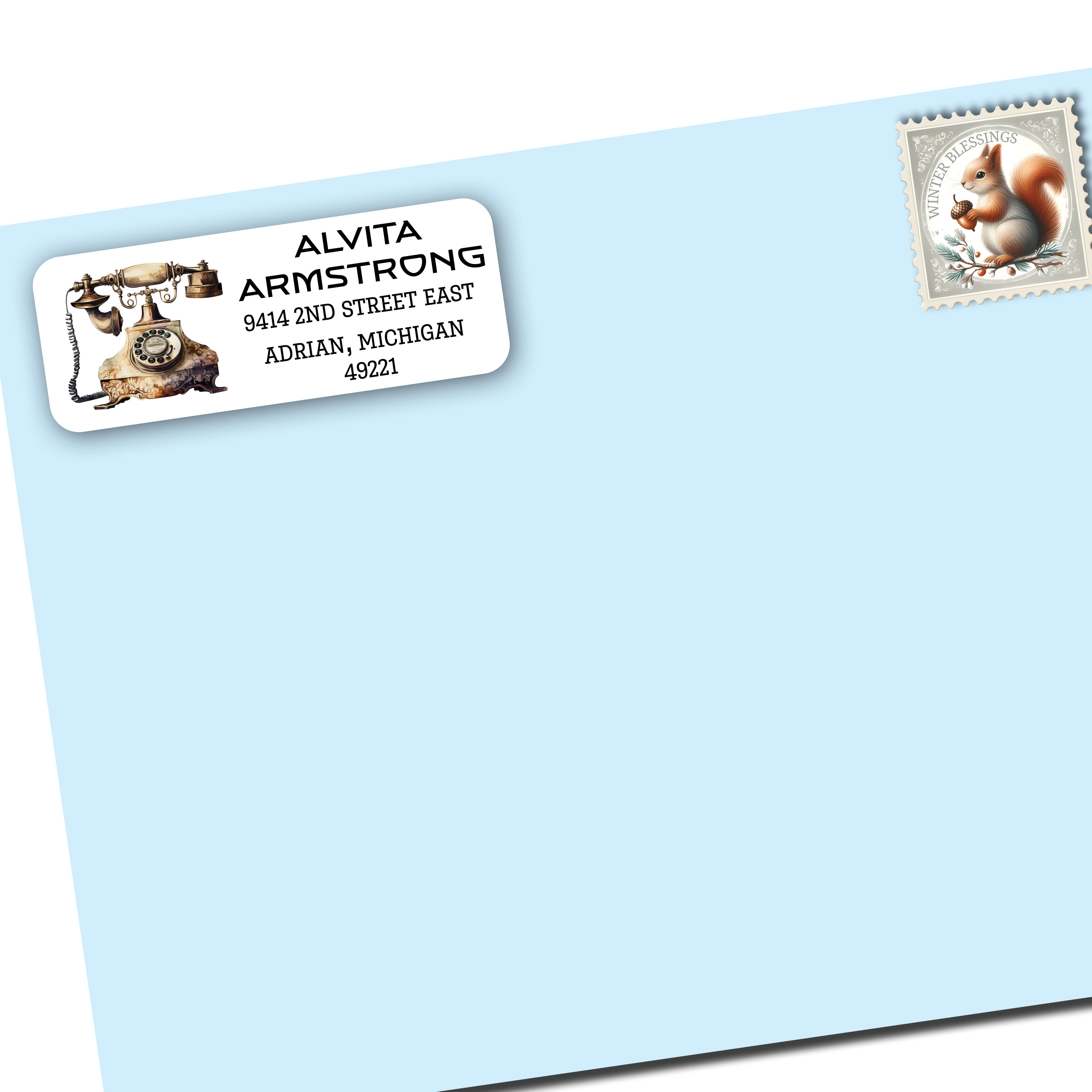 Rotary Telephone Return Address Labels