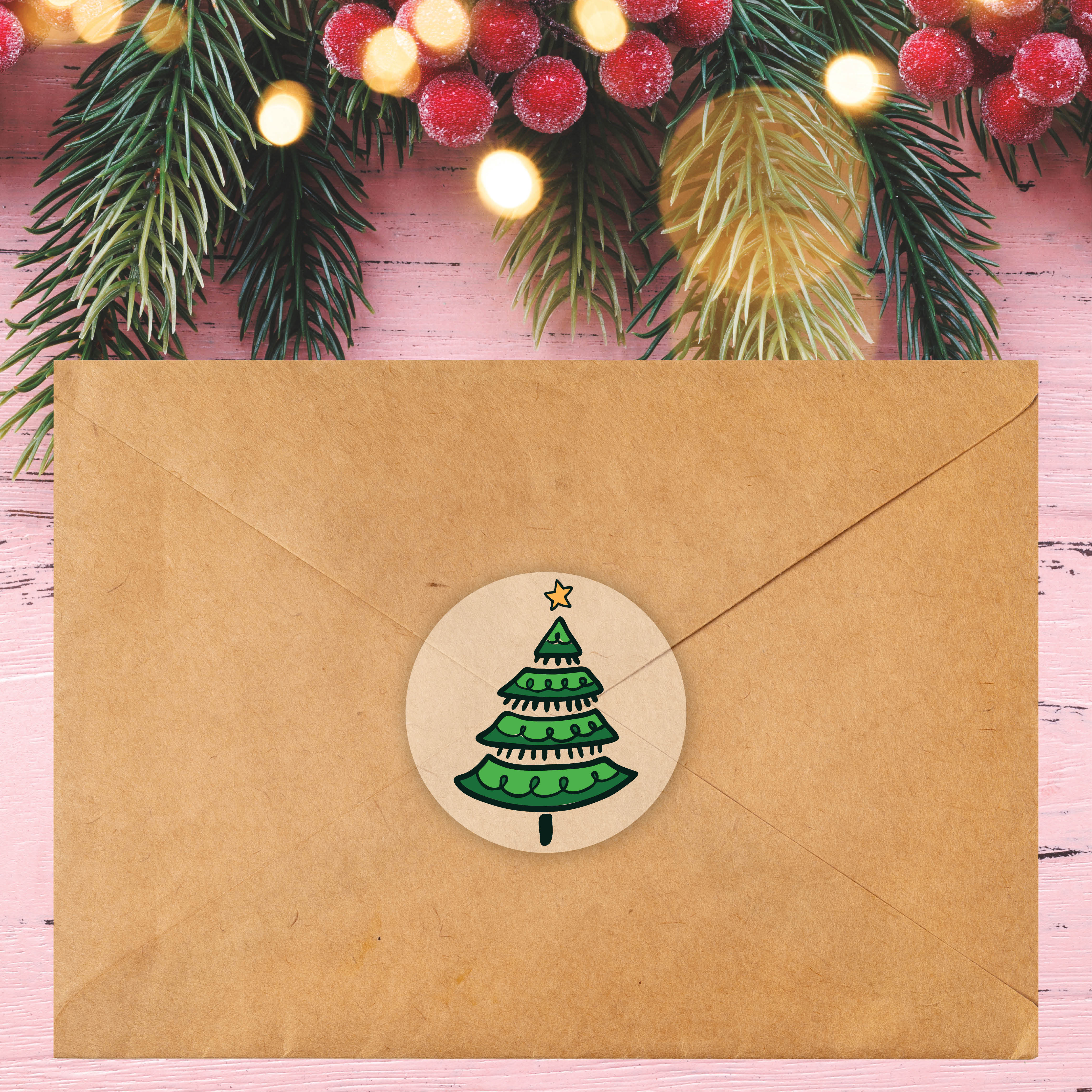 Totally Cool Christmas Trees Envelope Seals on Clear