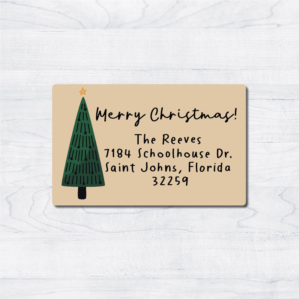 Green Christmas Tree Sheet Label 2.5 x 1.5