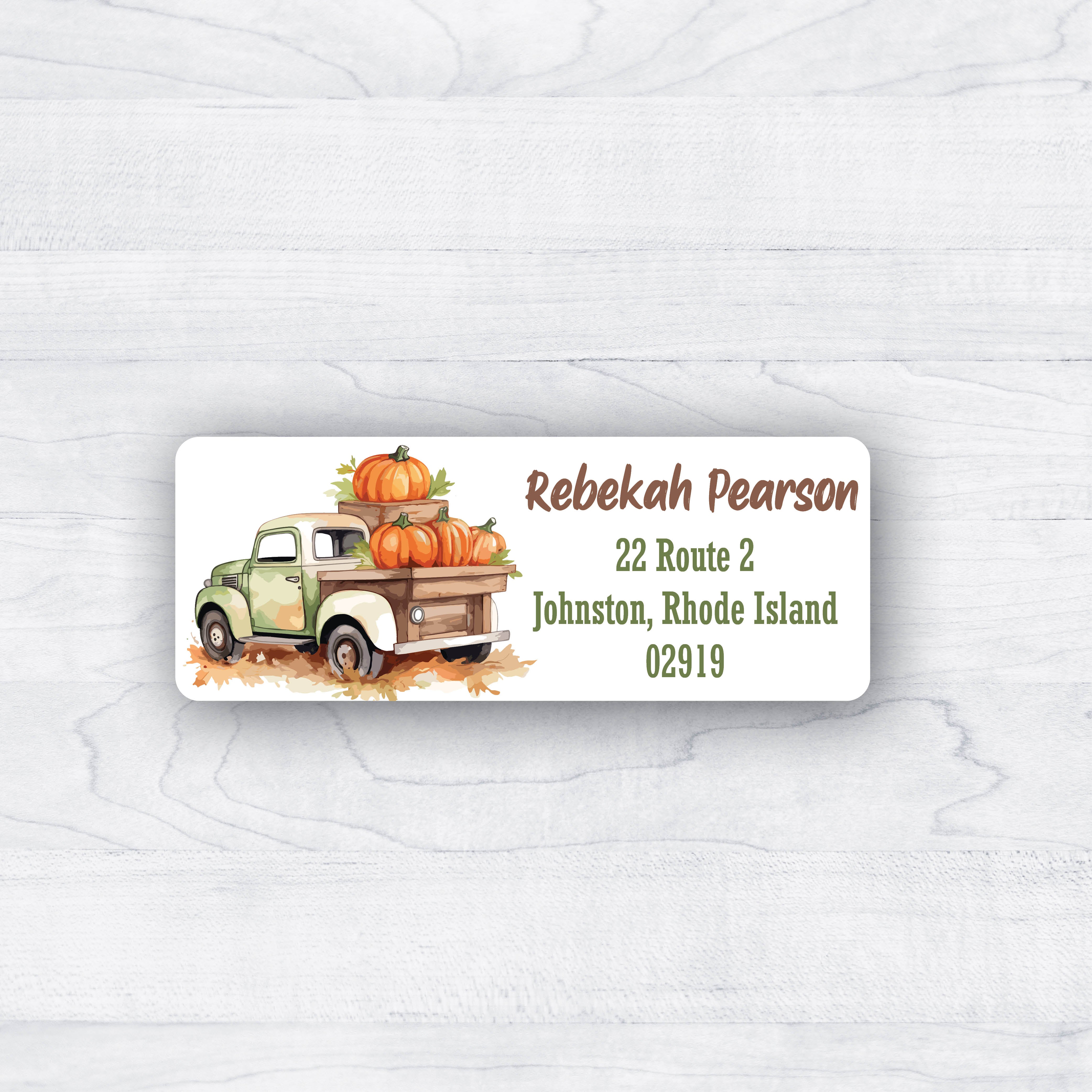 Pumpkin Truck Autumn Return Address Labels