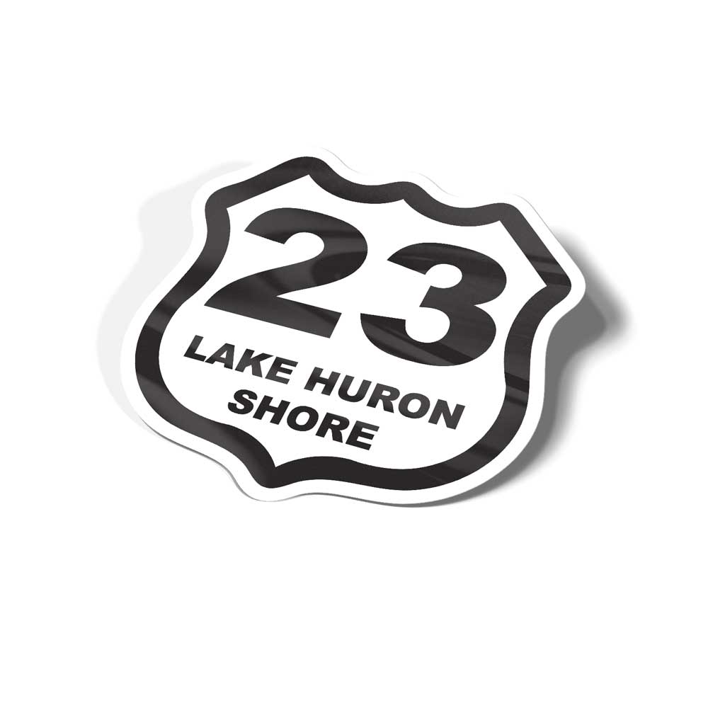 black and white us23 road sign sticker souvenir
