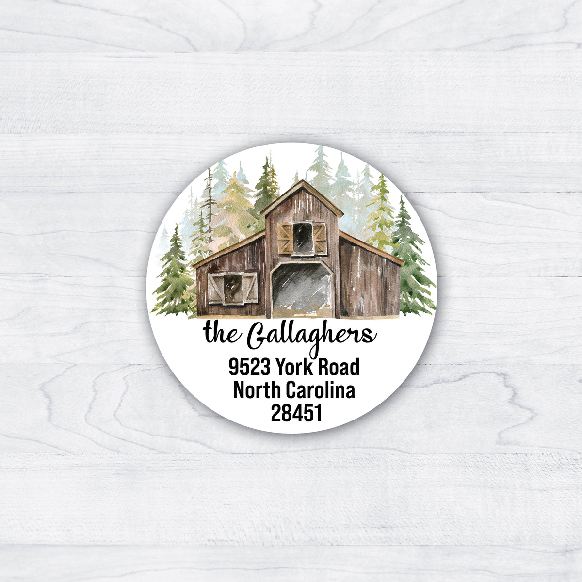 Rustic Address Lables Watercolor Forest with Barn Rustic Return Address Labels – Stella's ...