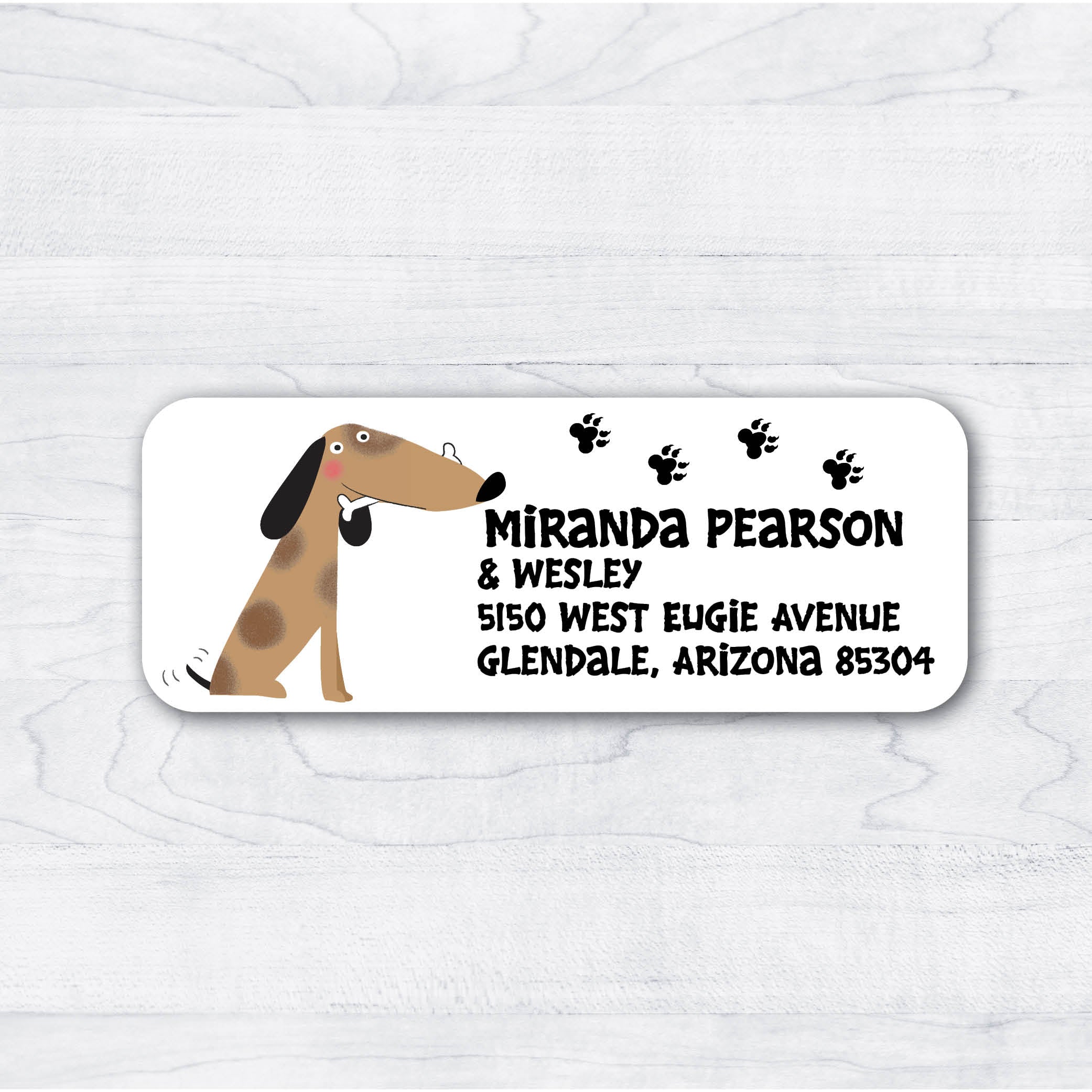 Dachshund Caricature Return Address Labels with Pawprints